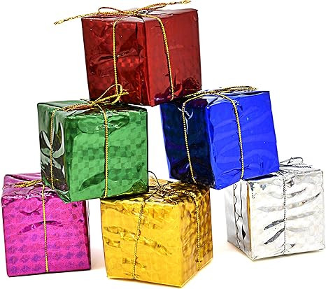 Gift Boutique Christmas Gift Box Present Ornaments 36 Pcs Mini Wrapped Boxes Miniature Foil Ornam... | Amazon (US)