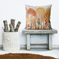 Autumn Colours Woodland Throw Cushion Covers, Nordic Forest Design, Fall Pillow Cover, Cabin Decor, Gold & Rust Lodge Kristianstad | Etsy (US)