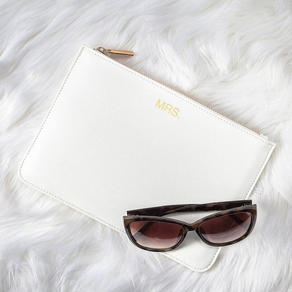 "Mrs" Vegan Leather Clutch White | Target