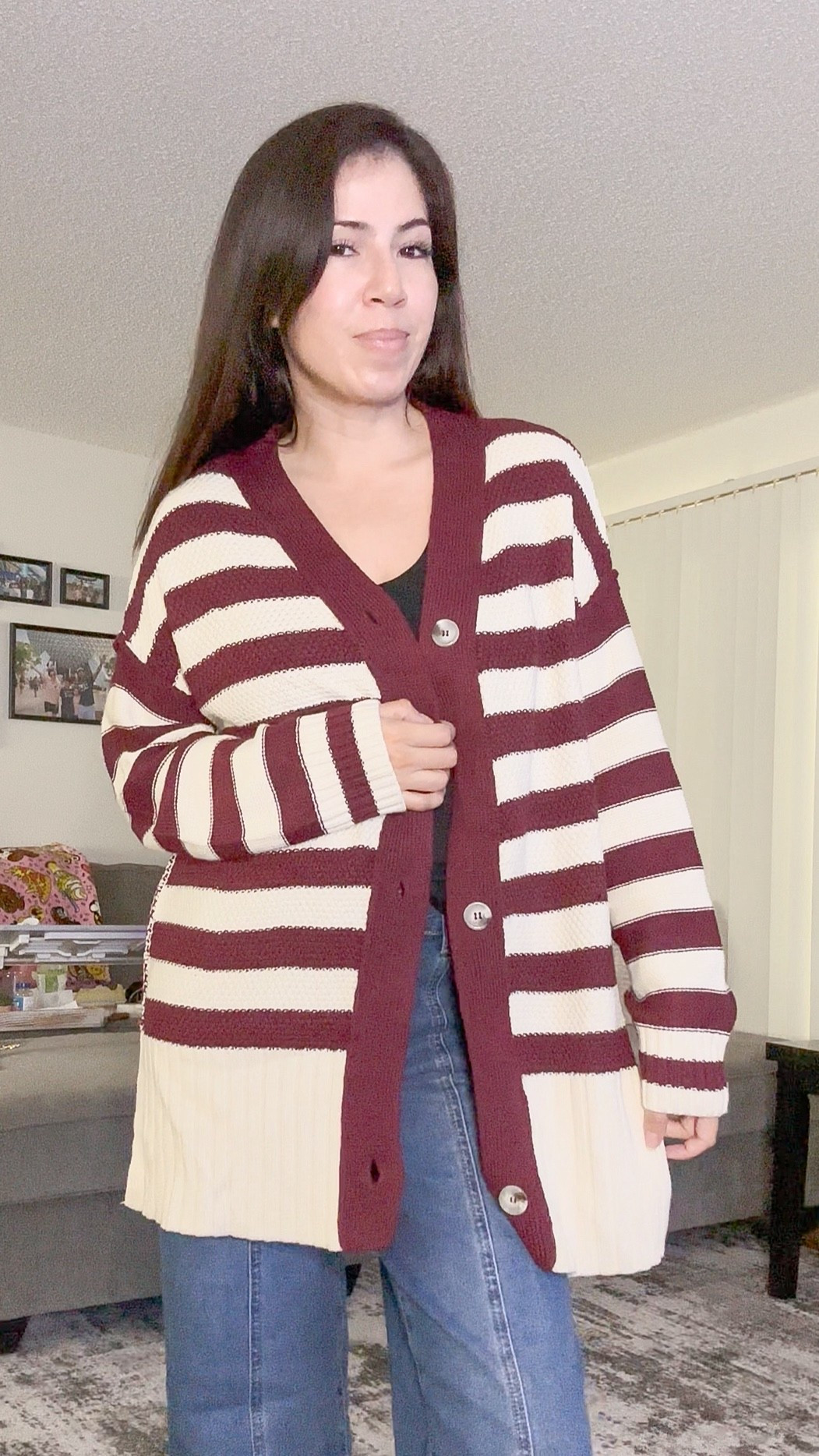 New favorite oversized cardigan 💕 unfortunately it has no pockets but I love this wine color.
Size small
#fallcardigan #cardigan 

#LTKFallSale #LTKOver40 #LTKSeasonal