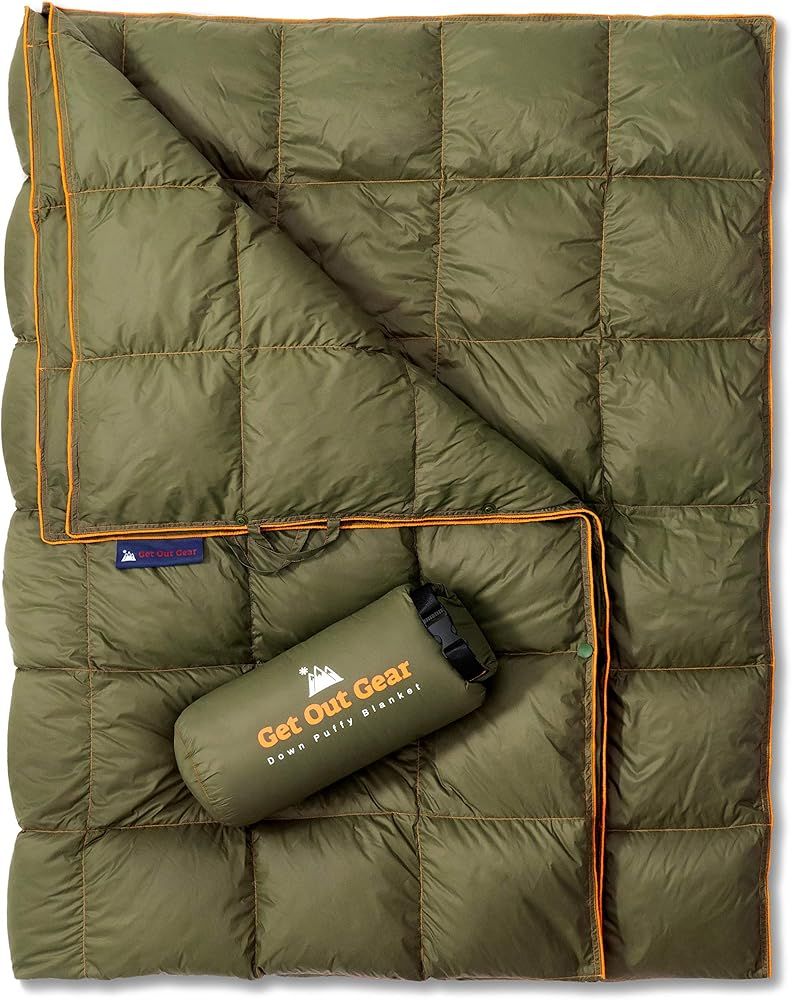 Get Out Gear Down Camping Blanket - Puffy, Packable, Lightweight and Warm | Ideal for Outdoors, T... | Amazon (US)