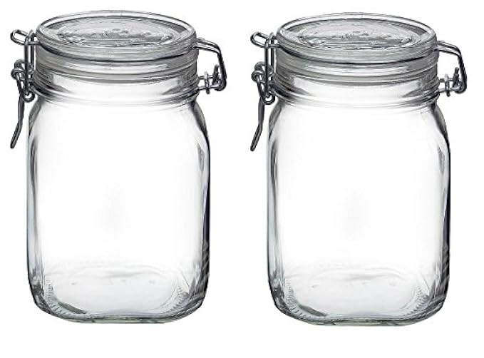 Bormioli Rocco Fido Clear Glass Jar with 85 mm Gasket , 1 Liter (Pack of 2) | Amazon (US)