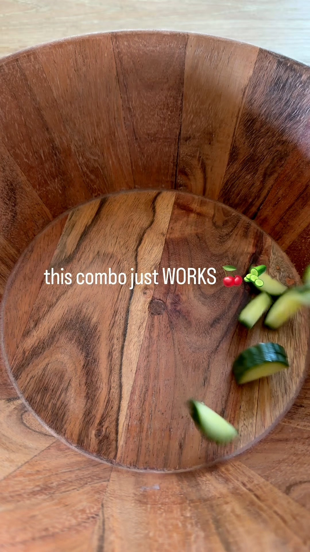 For more easy recipes follow @gabriela_polacek 🤍

Urensils: @earlywood

This combo just WORKS 🍒🥒✨

Sweet, crunchy, creamy, a little spicy and SO fresh. Definitely one to save before cherry season is over! 🤌🏼

🍒 1 cup fresh cherries, pitted + halved
🥒 1 cucumber
🤍 mozzarella pearls (mine were bigger, so I halved them)
🌿 fresh basil
💚 ¼ cup chopped pistachios
🍋 fresh lemon juice 
🍯 honey
🧂 flaky salt
🌶️ red pepper flakes

Toss everything together & enjoy! 🍒🥒✨

#summersalad #cherry #salad #summer #healthyrecipes

#LTKfoodie #LTKHome #LTKmomlife