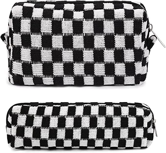 Checkered Pouch and Pencil Case Set (Black/White) | Amazon (US)