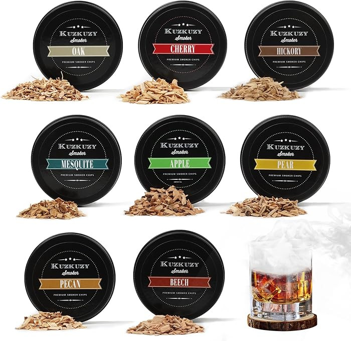 Cocktail Smoker Wood Chips Variety Pack - 8 Unique Flavors for Bourbon Whiskey Smoker Kit - Apple... | Amazon (US)