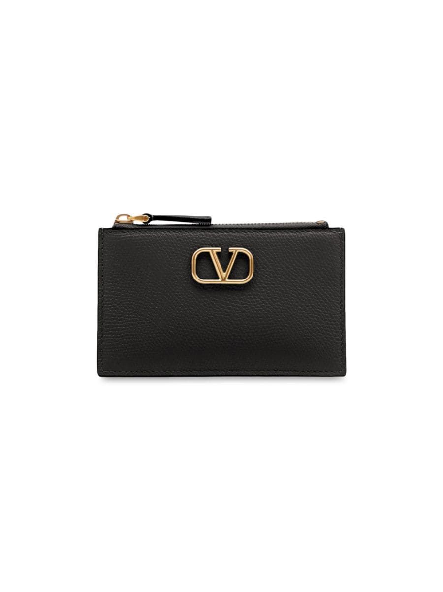 VLogo Leather Card Holder | Saks Fifth Avenue