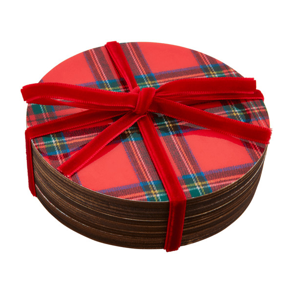 Red Tartan Lacquer Coaster Set | Mud Pie