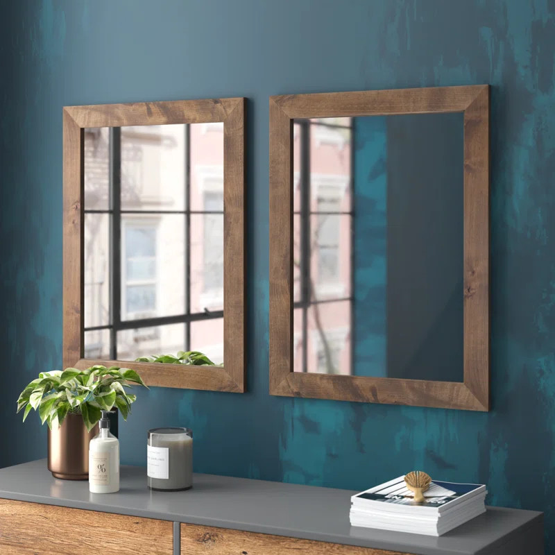 Edna Solid Wood Rectangle Wall Mirror (Set of 2) | Wayfair North America