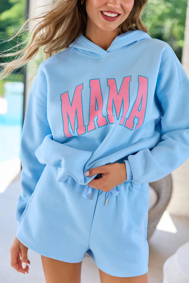 Mama Block Light Blue Graphic Hoodie | Pink Lily