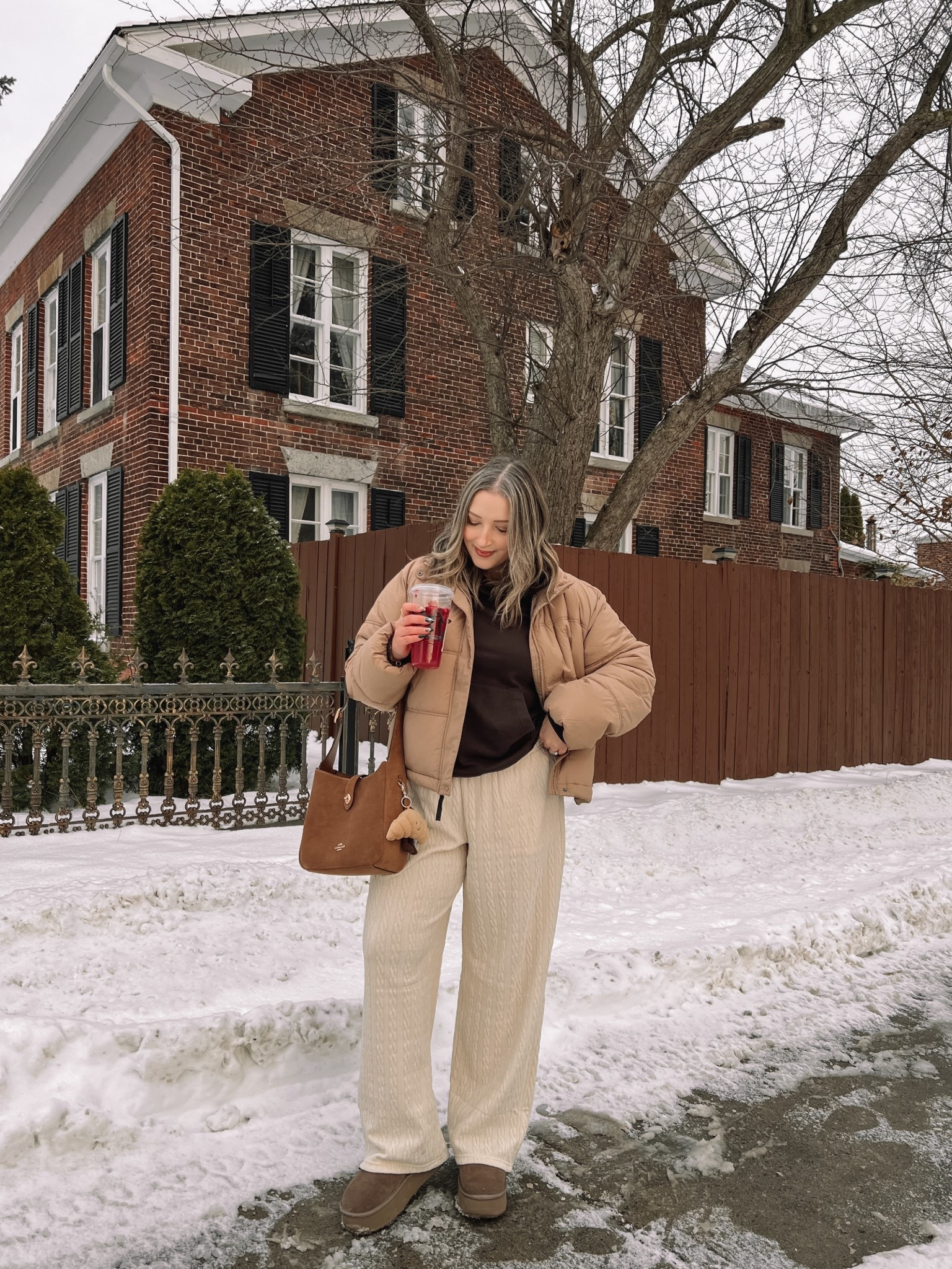 Comfy casual winter outfit! Wearing my usual size L in the cream cable knit wide leg pants and in the tan puffer jacket. Canadian jacket link is under “similar products”. Sized down to M in the chocolate brown hoodie and it’s still oversized, runs quite big! Ugg look for less boots are from Amazon and such good quality, I’m usually a 9.5-10 and wear a 10 in these.


#LTKmidsize #LTKsale #LTKwinter