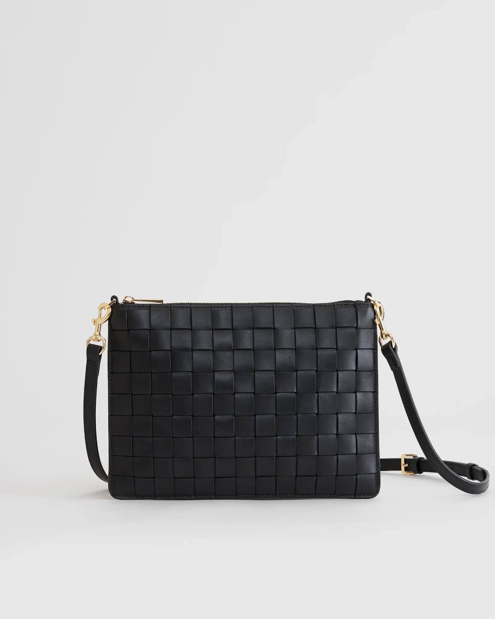 Italian Leather Handwoven Convertible Crossbody in Black | Quince