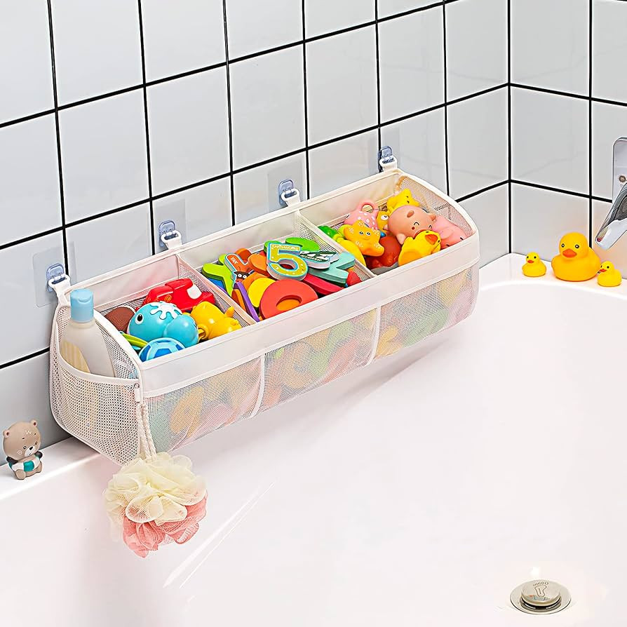 Original 3 Compartment Horizontal Large Openings Bath Toy Organizer for Tub, Capacity Upgrade Bat... | Amazon (US)