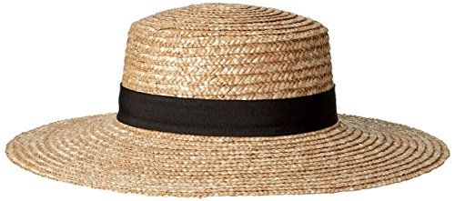San Diego Hat Company Women's Straw Boater with Solid Black Band and Bow | Amazon (US)
