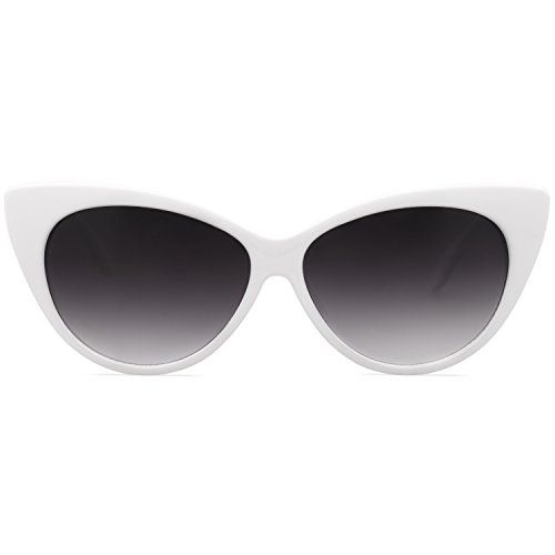 SojoS Retro Vintage Cateye Sunglasses for Women Plastic Frame Mirrored Lens SJ2040 With White Frame/ | Amazon (US)