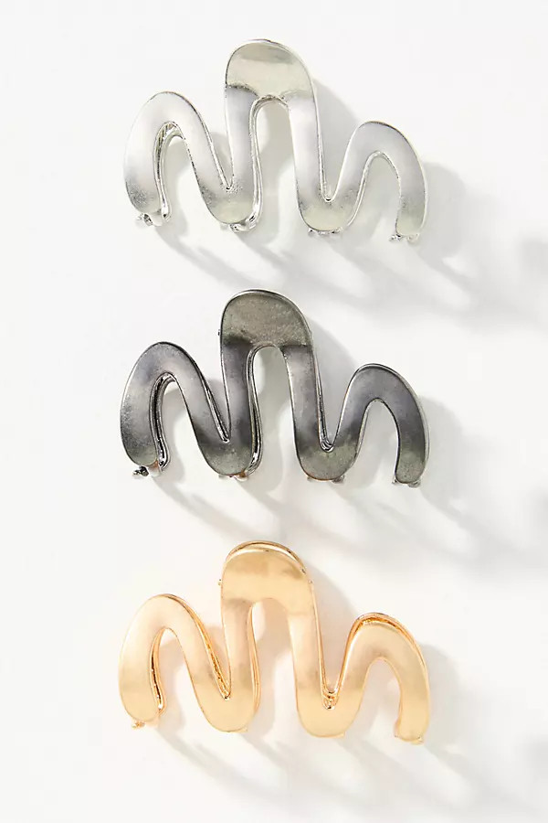Mini Squiggle Hair Claw Clips, Set of 3 | Anthropologie (US)