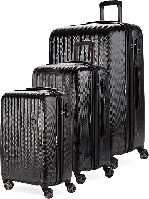 SwissGear 7272 Energie Hardside Expandable Luggage with Spinner Wheels, Black/Black, 3-Piece Set ... | Amazon (US)