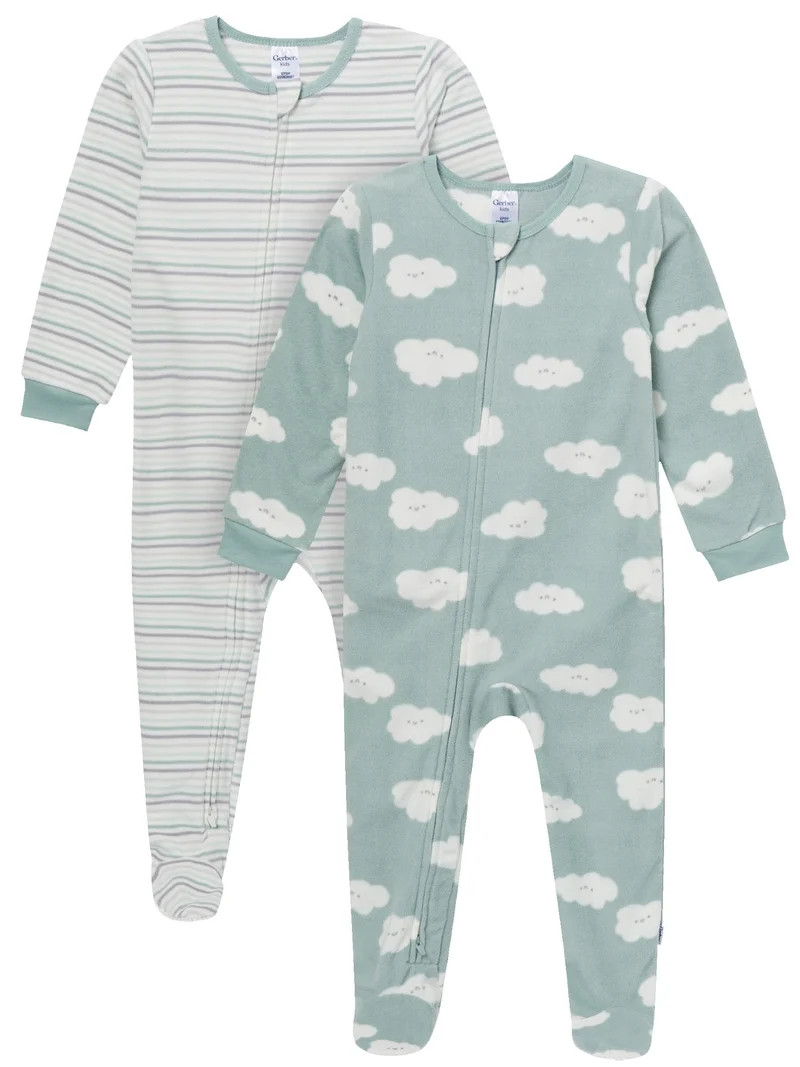 Gerber Baby and Toddler Neutral Microfleece 2-Way Zipper Blanket Sleeper Pajamas, 2-Pack, Sizes 0... | Walmart (US)