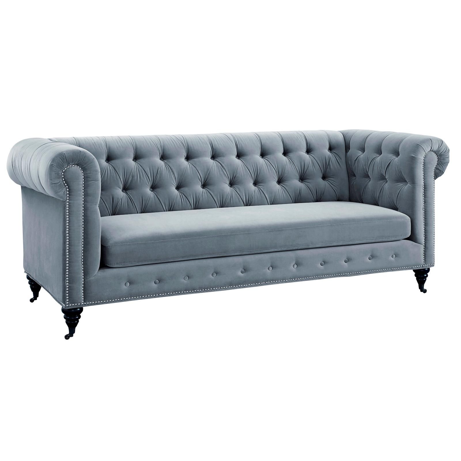 TOV Furniture Hanny Velvet Sofa Grey | Hayneedle