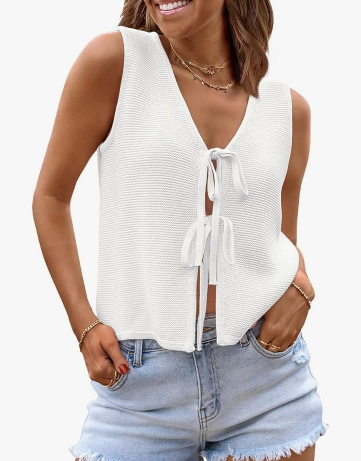 Women’s knit tie front vest summer outfits women’s fashion 2025 

#trending
#fashion
#summeroutfits 

#LTKSeasonal #LTKStyleTip