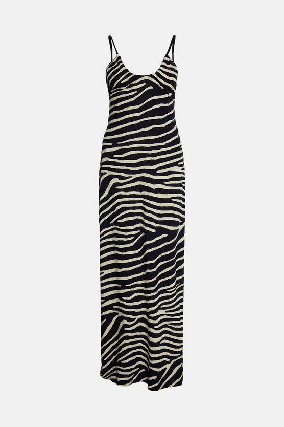 Rayon Zebra Rope Halter Neck Maxi Dress | Warehouse UK & IE
