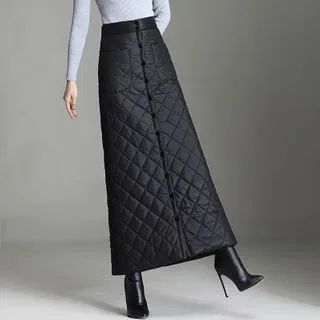 Quilted Maxi A-Line Skirt | YesStyle Global