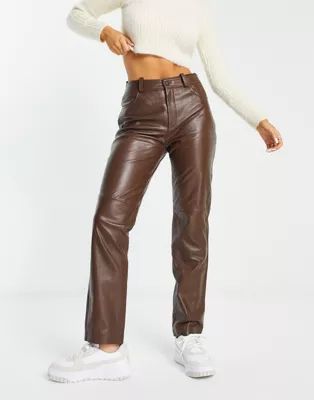 Object leather trousers in brown | ASOS (Global)