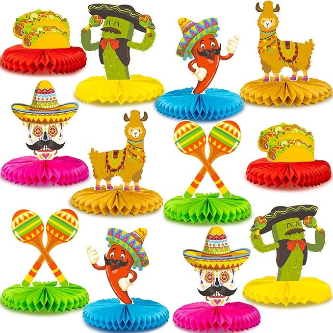 12pcs Fiesta Mexican Party Table Decoration Centerpiece - 8” Paper 5 Cinco De Mayo Party Table ... | Amazon (US)