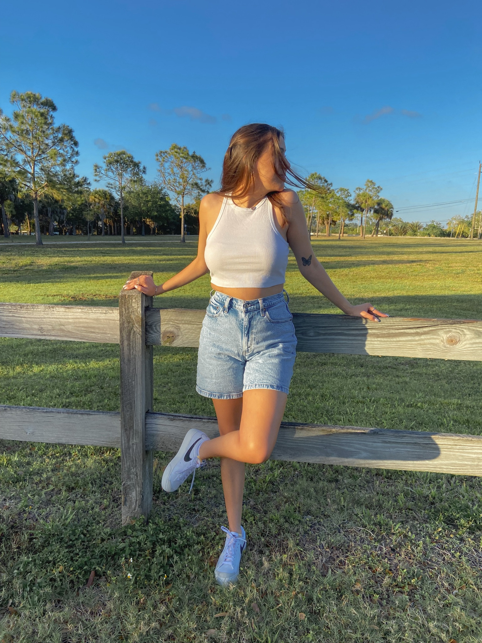 Basic cropped tank top, light washed jean dad shorts, sneakers 

#LTKfit #LTKunder50 #LTKstyletip