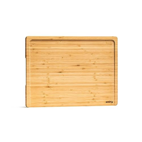SMIRLY Large Bamboo Cutting Board for Kitchen: Large Bamboo Cutting Board with Juice Groove, Wooden Cutting Boards for Kitchen, Butcher Block Cutting Board Wood | Amazon (US)