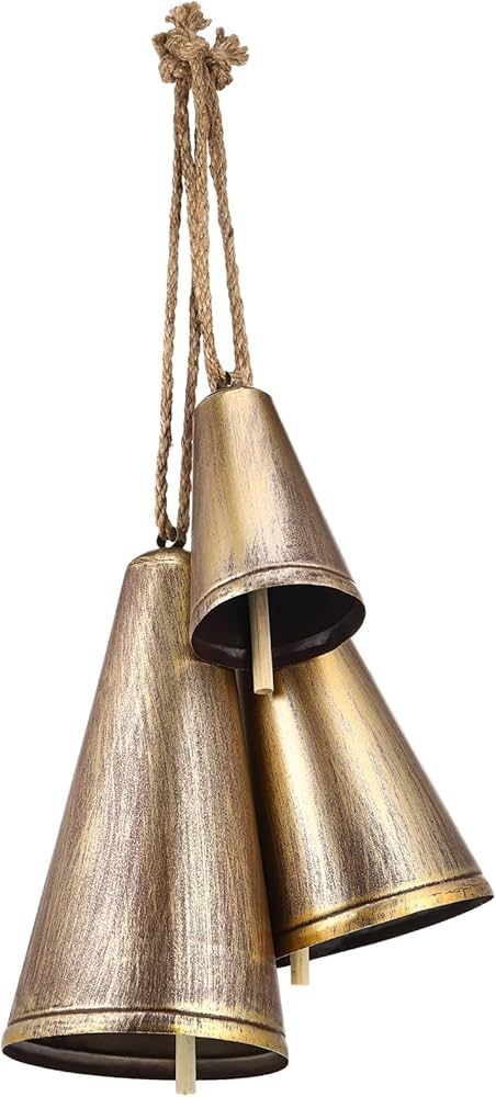 Amazon.com: Set of 3 Christmas Cow Bells Rustic Vintage Lucky Cow Bell Handmade Harmony Giant Chr... | Amazon (US)