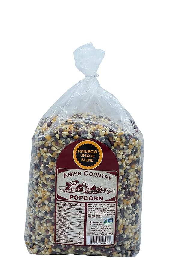 Amish Country Popcorn | 6 lb Bag | Rainbow Popcorn Kernels | Old Fashioned, Non-GMO and Gluten Fr... | Amazon (US)