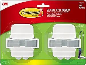 Command Broom and Mop Grippers, 2-Grippers, 4-Strips, Organize Damage-Free | Amazon (US)