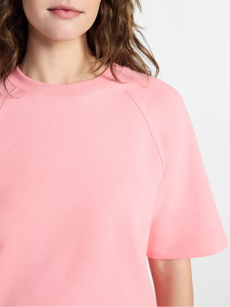 Time and Tru Women's Boxy Sweatshirt with Short Sleeves, Size XS-XXXL | Walmart (US)