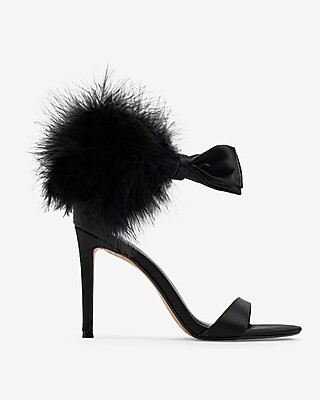 Feathered Bow High Heeled Sandals | Express