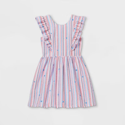 Girls' Americana Striped Woven Dress - Cat & Jack™ Red/Blue | Target