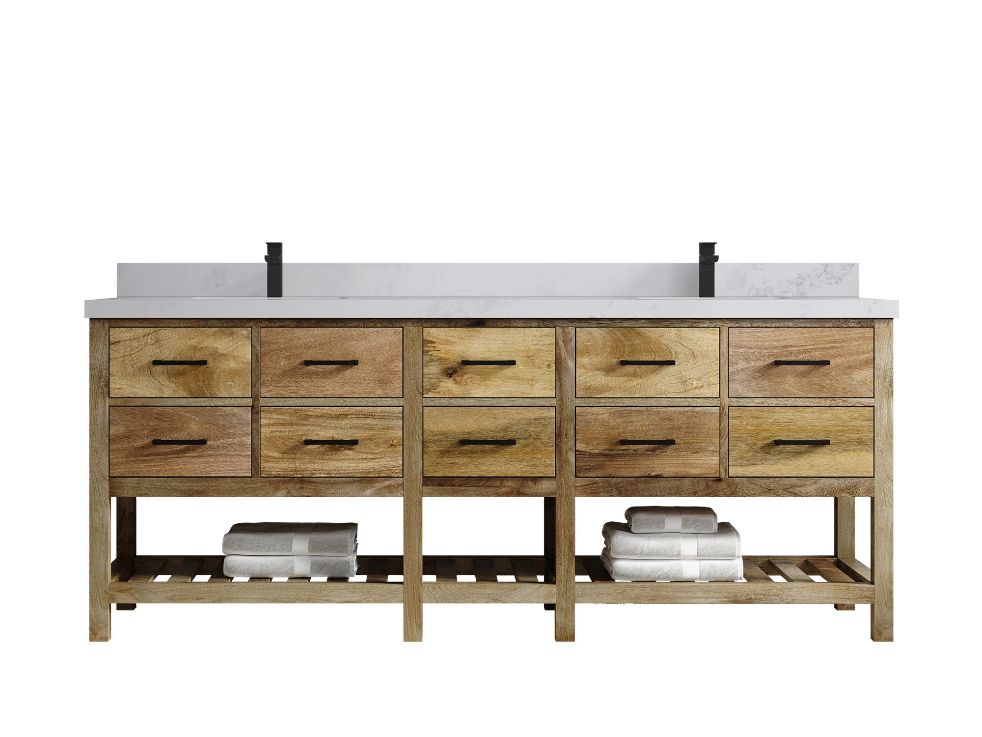 Parker Mango 84'' Double Bathroom Vanity with Quartz Top | Wayfair North America