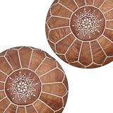 set of 2 Moroccan leather pouf, handmade ottoman poof for living room furniture and home decor, floo | Amazon (US)