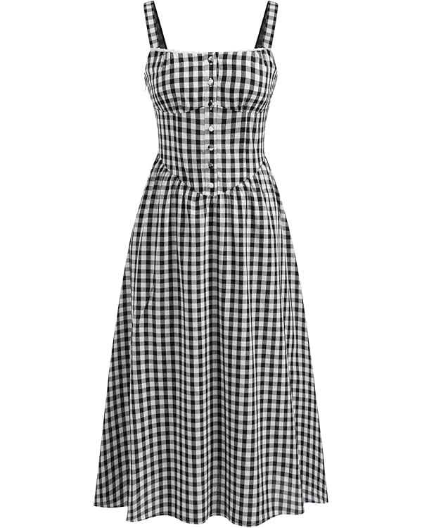 CIDER Maxi Dress for Women Gingham Cotton Blend Square Neck Casual Lined Summer Vacation Dress Mi... | Amazon (US)