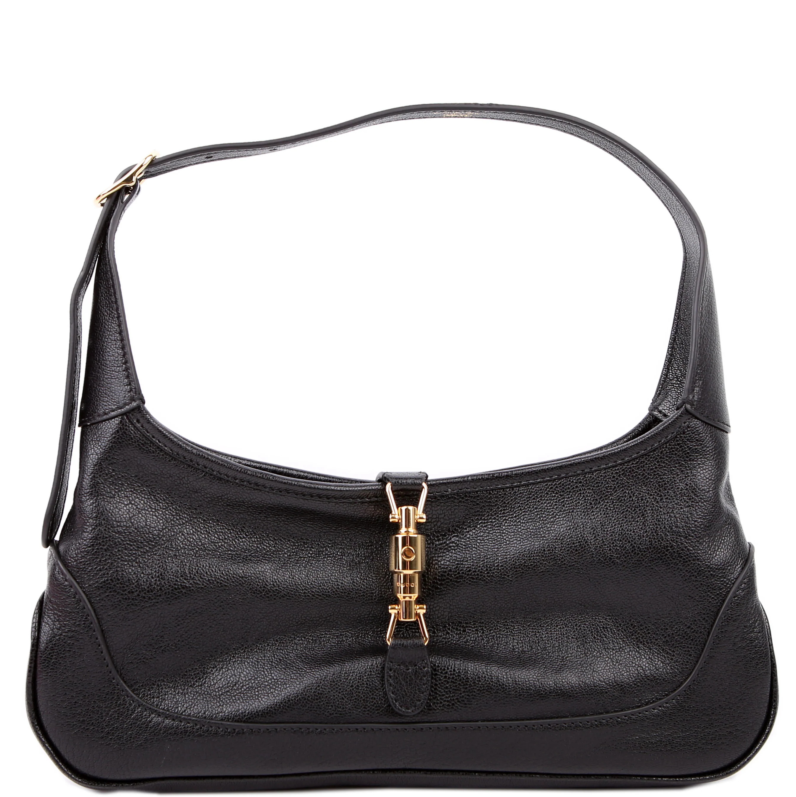 863137 Jackie Slim Shoulder Small Leather Black | Keeks Designer Handbags