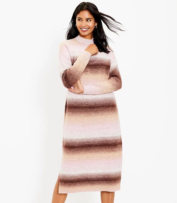 Spacedye Mock Neck Midi Sweater Dress | LOFT