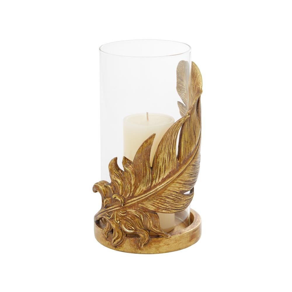 Grayson Lane 1 Candle Stone Hurricane Candle Holder in Gold | 55349 | Lowe's