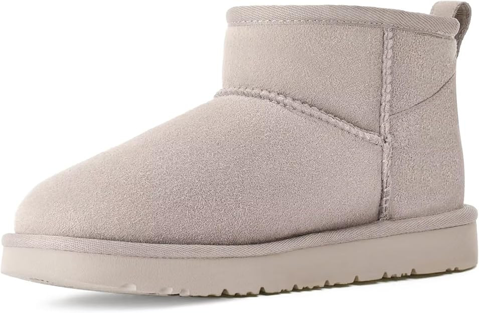 OOW 100% Genuine Suede Ankle Low Boots for Women Short Winter Snow Boot with Cozy Fur Lined | Amazon (US)