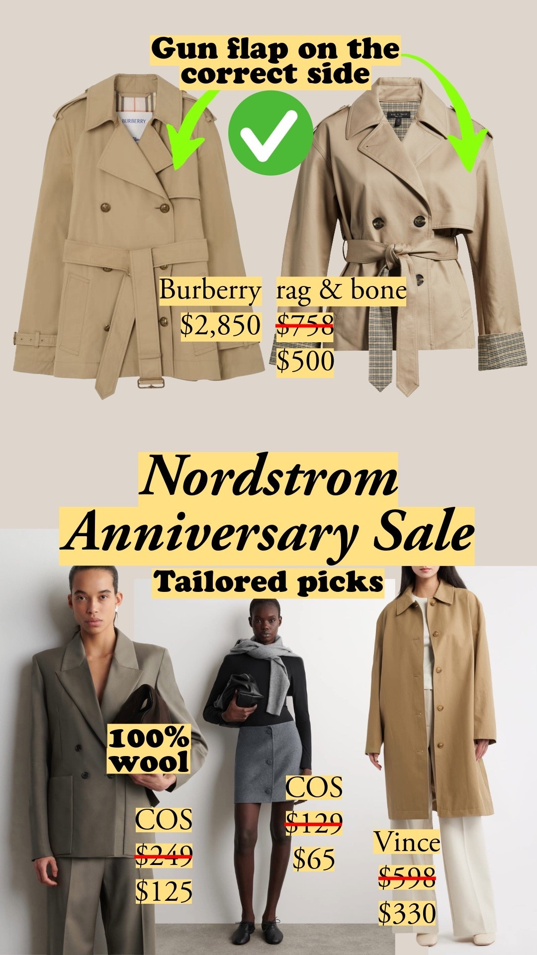 The hip-length jacket will be very versatile this fall, giving wide-leg jeans more polish, adding volume to slim capris, and of course pairing beautifully with classic straight jeans (and pants). rag & bone's short trench has the gun flap on the correct side, where it was originally engineered to seal the coat from rain (when you button up the coat, it covers the top corner. Gemius). Vince's single-breasted rain coat has a beautifully sculpted collar to frame the face - that's a daily driver that adds refinement to your yoga outfit with zero effort. COS' 100% wool blazer reminds me of Victoria Beckham's 1970s fascination, and COS' wool/lyocell double-faced fabric is an evergreen favorite for its beautiful sheen and elegant drape.

#LTKootd #LTKSaleAlert