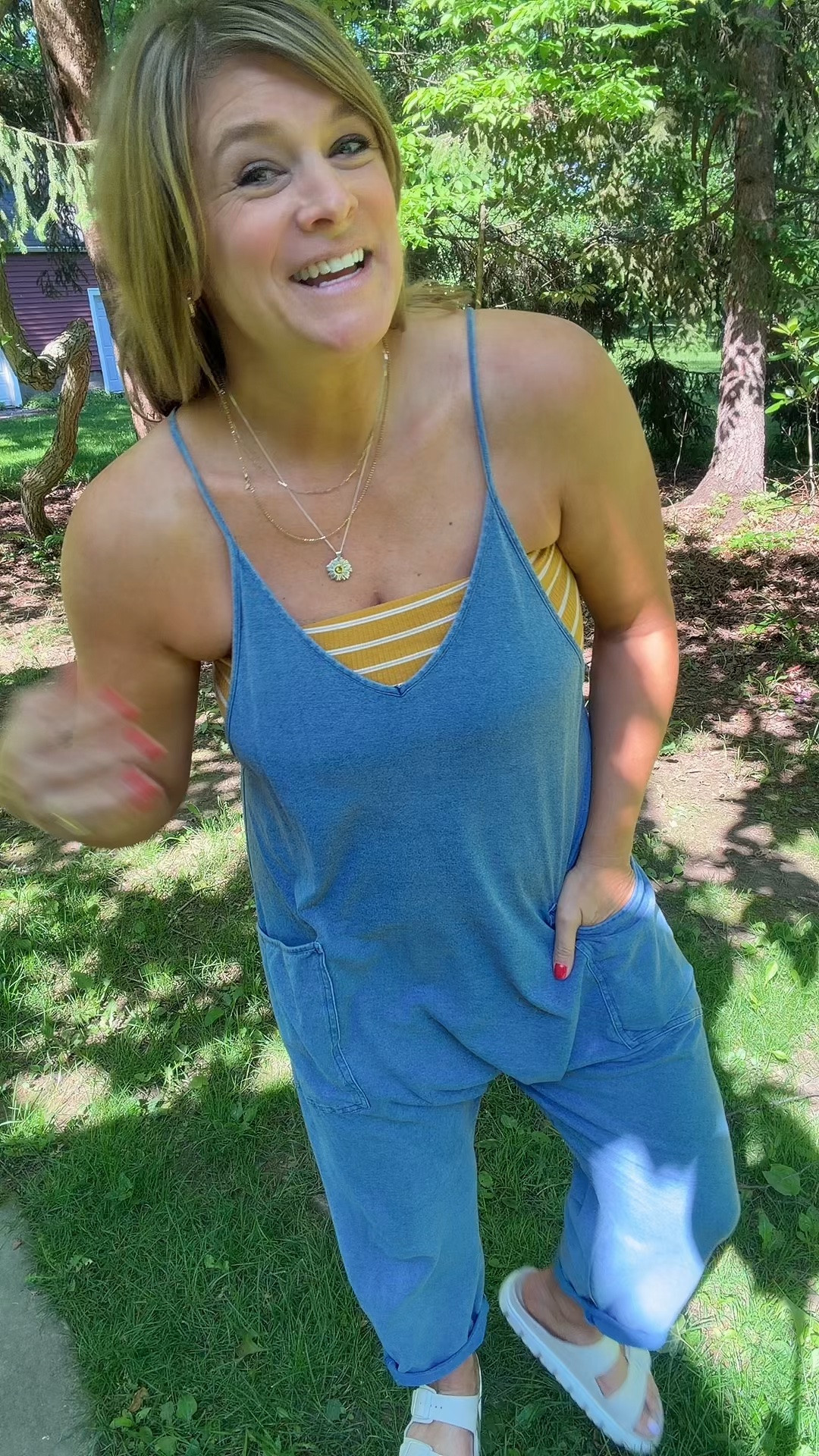 The easiest throw-on-and-go outfit 💙 This chambray jumpsuit is roomy, comfy, and perfect for busy days when you want to feel cute without trying too hard. Whether you’re running errands, heading to the ball field, or grabbing coffee, this is the kind of outfit you’ll reach for again and again all year long.

#LTKootd #LTKMidsize #LTKOver40