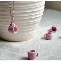Pink Ceramic Mug Necklace/Coffee Jewelry Waterproof Teacup Tea Lover Gift | Etsy (US)