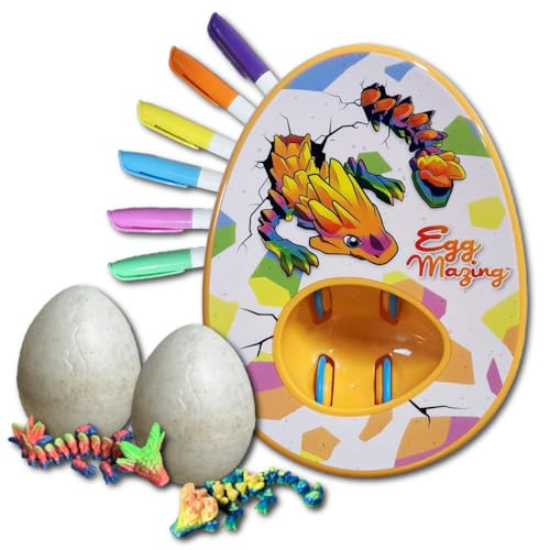 The Eggmazing Egg Decorator Dragon Egg Kit Arts and Crafts Set - Includes Egg Decorating Spinner, 6 Markers, and 2 Dragon Eggs with 3D Printed Dragons Inside | Ages 3 and Up | Amazon (US)