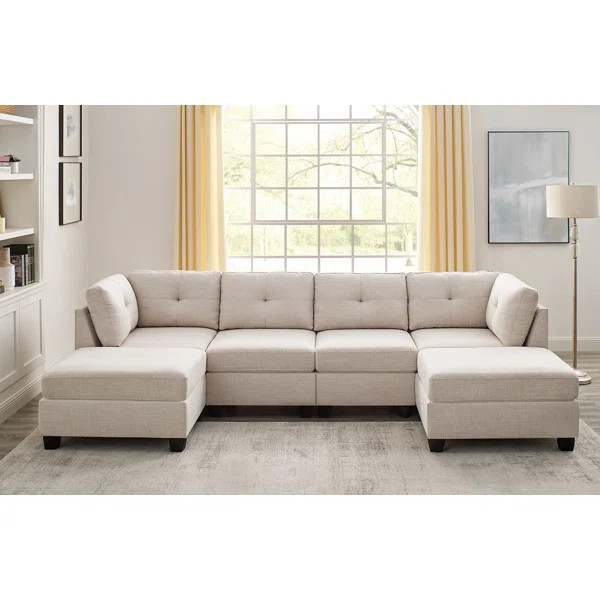 Chenault 92" Wide Reversible Modular Sofa and Chaise with Ottoman | Wayfair North America