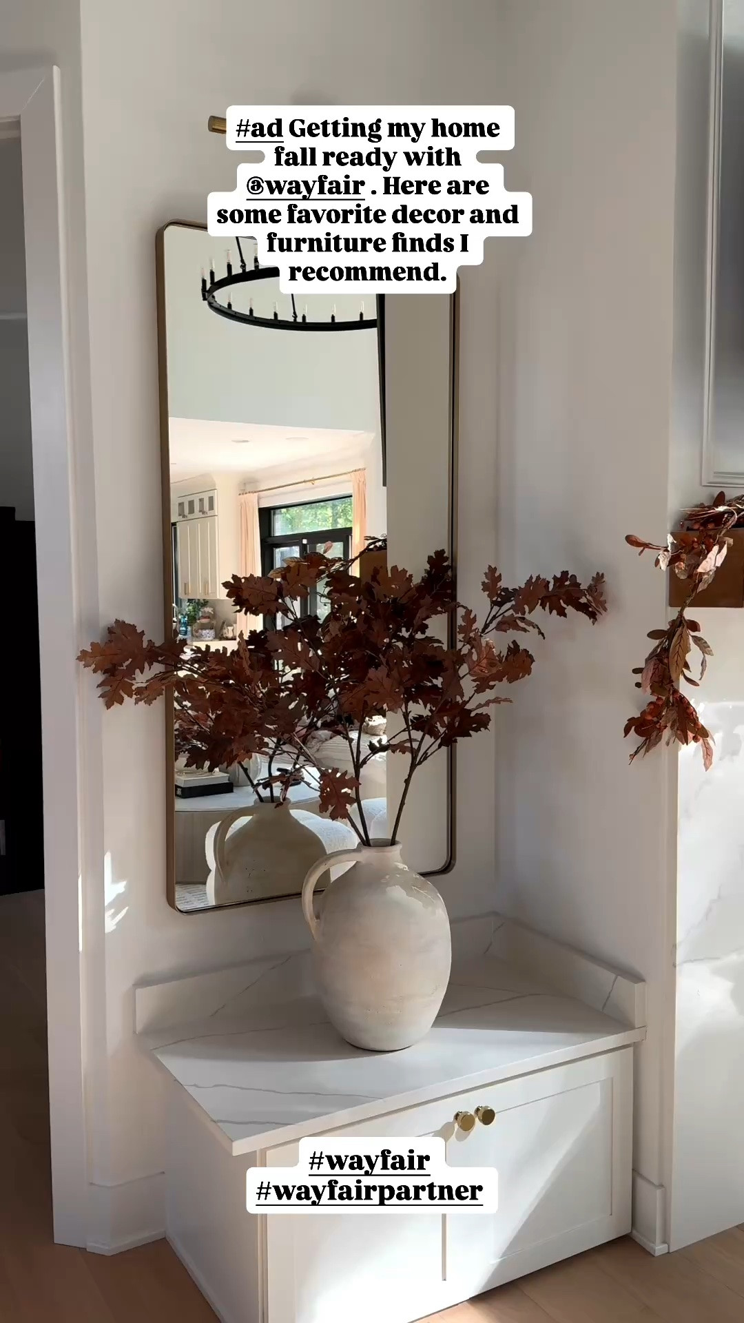 #ad @Wayfair Sharing some furniture and fall home decor that I recommend including my faux fall tree and garland, my brown swivel chair and textured no-shed rug. #wayfair #wayfairpartner

#LTKSaleAlert #LTKHome