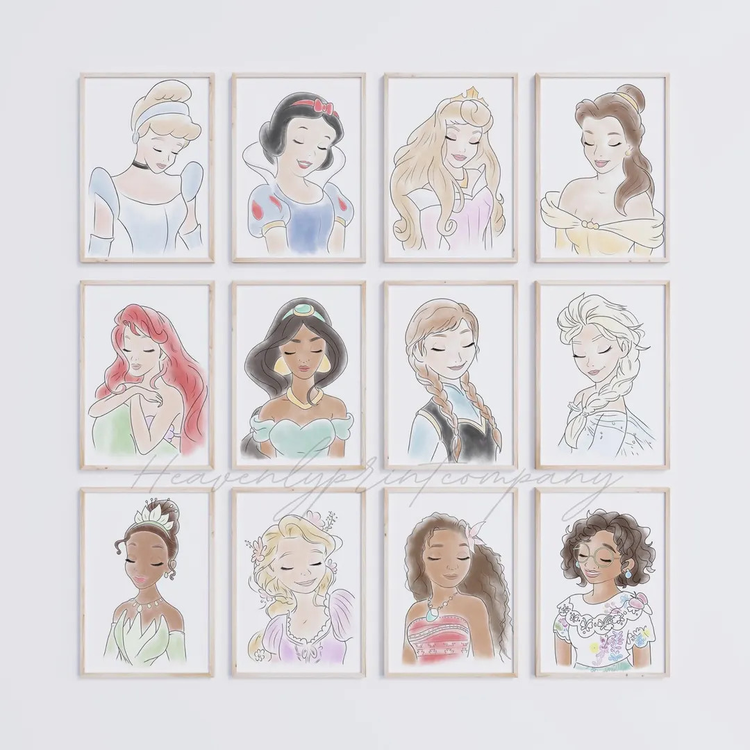 Princess Wall Art Prints, Princess Poster, Princess Wall Decor, Girls Room Decors, Nursery Decor,... | Etsy (US)