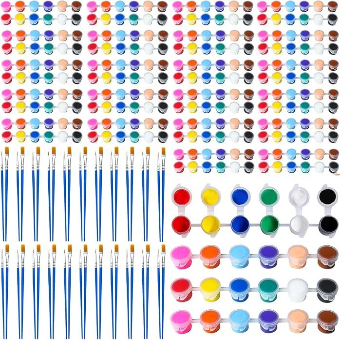 25 Pack Mini Acrylic Paint Set, 350 PCS Kids Paint Kit Container Strips Storage, 12 Colors Acryli... | Amazon (US)